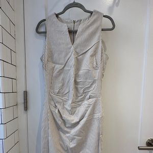 Sara Campbell White + Tan Striped Dress